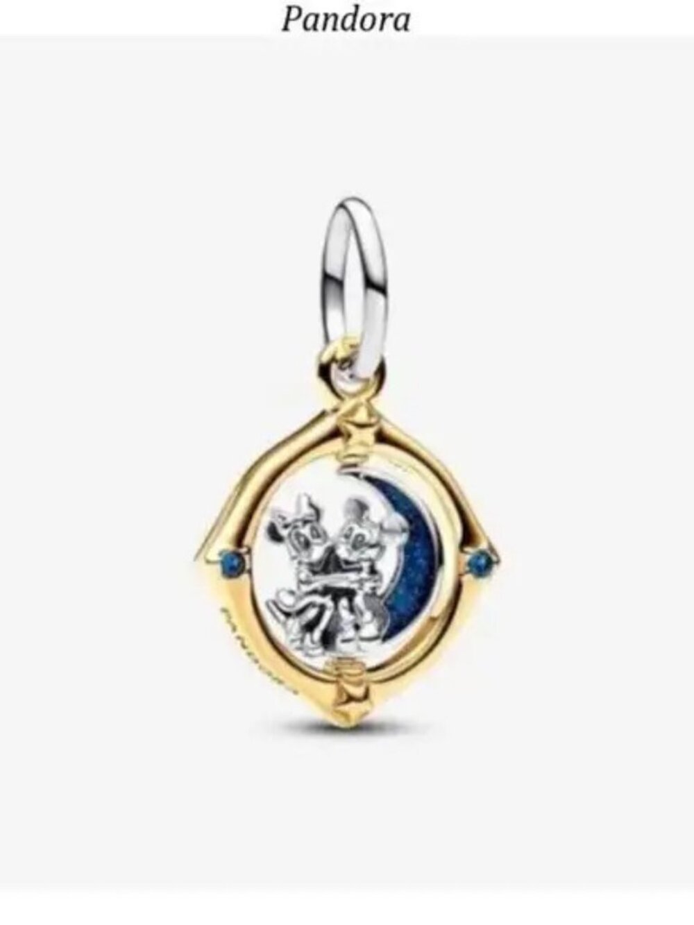 Pandora Mickey Mouse & Minnie Mouse Two-tone Spinning Moon Dangle Charm